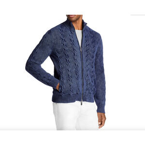 Men Store Cotton Regular Fit Mock Neck Sweater Dark Blue Size L